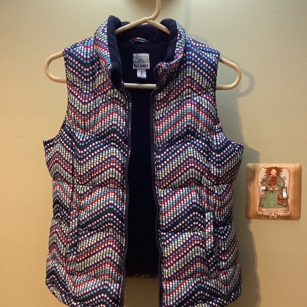 Old navy fleece lined puffer vest girls XL 14